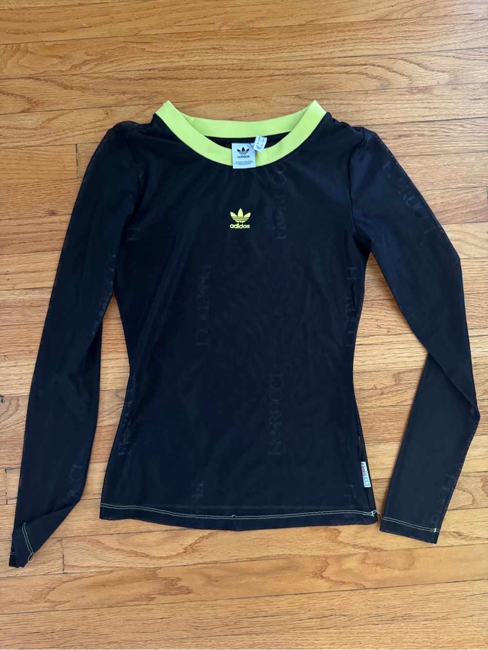 NWT Adidas x Fiorucci trefoil mesh black sleeve top